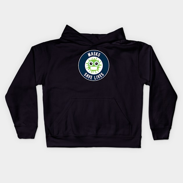 Masks Save Lives with Green Virus Logo Kids Hoodie by tropicalteesshop